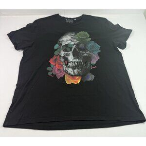 Guess Graphic T-Shirt Men's "L" Floral Candy Skull Black SS Cotton Crewneck